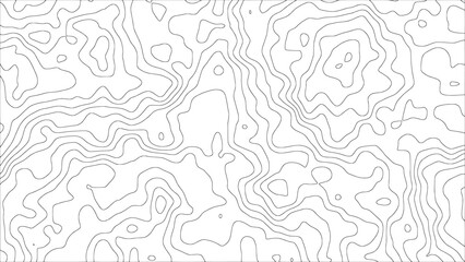 A modern minimal vector background with abstract black flowing curves arranged as topographic contour lines on a white surface — for creative decoration, packaging, and wallpaper designs. © Robby