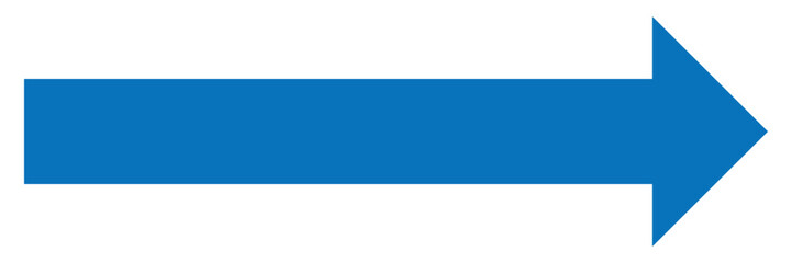 Directional arrow icon. Long arrow pointing right. Blue Navigation Arrows, flat design vector illustrator