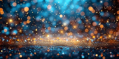 Abstract Panoramic Bokeh Lights Background with Sparkling Glittering Effects