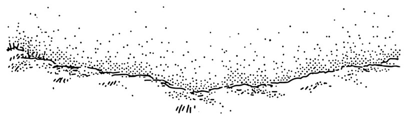 Obraz premium Abstract stippled landscape background with grain texture and dots in minimalist doodle style