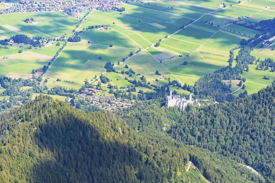 Panorama from the S&auml;uling, 2047m, on F&uuml;ssen, Ostallg&auml;u, Bavaria, Germany