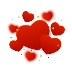 Hearts on white background for Valentines day and wedding lovely greeting card design