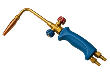 Industrial handheld oxygen acetylene torch isolated on transparent background