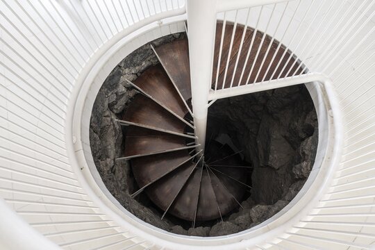 Spiral staircase, Fundacion Cesar Manrique, Teguise, Lanzarote, Canary Islands, Spain