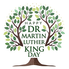 Fototapeta premium Happy dr martin luther king day tree illustration