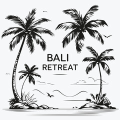 Fototapeta premium Bali retreat concept sketch illustration vector