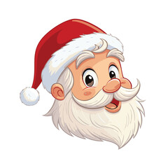 Image of a smiling Santa Claus head wearing a red Christmas hat