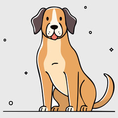 Fototapeta premium A charming cartoon puppy in a minimalist style! Simple outline style, minimal background with small dots and diamonds — clean, modern, and very cute.