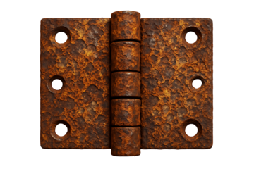 Old and rusty door hinge isolated on transparent background