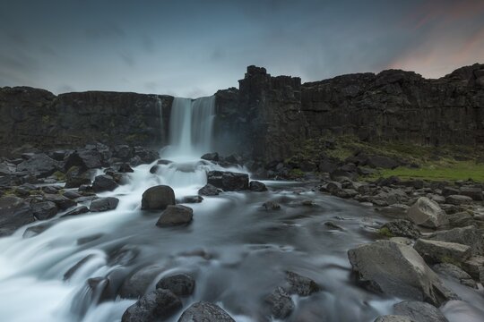 &Ouml;xar&aacute;rfoss waterfall, &Ouml;xar&aacute; River, &THORN;ingvellir or Thingvellir or Pingvellir, Rift Valley, National Park, Iceland