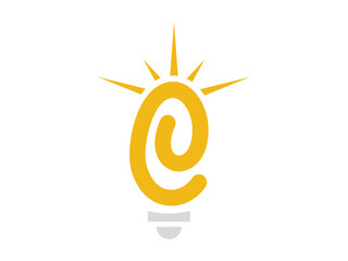 Initial Letter E Light Bulb Icon, Creative Monogram Concept for Innovation and Ideas