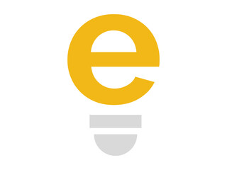 E Letter Light Bulb Icon, Minimalist Creative Concept for Innovation and Ideas