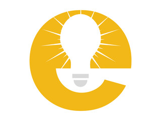 Light Bulb Monogram E Icon, Modern Initial Design for Inspiration and Creativity