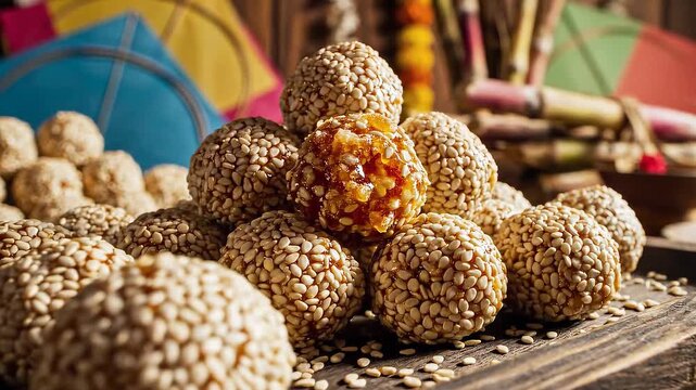 Til Gud Ladoo Traditional Indian Festival Sweet Celebration Food