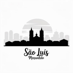 Naklejka premium São Luís Maranhão Skyline Silhouette — A Colonial Island Capital on Brazil’s Northern Coast Vector Illustration