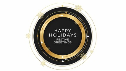 Elegant gold and black happy holidays festive greetings card design perfect for winter celebrations