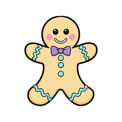 Cute Pink Gingerbread Man with Bow Tie