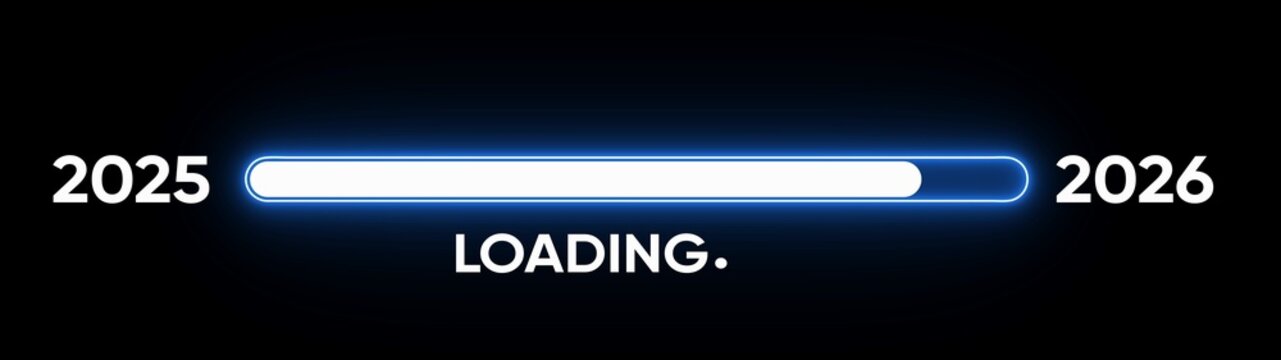 Loading bar transitioning from 2025 to 2026 progress bar