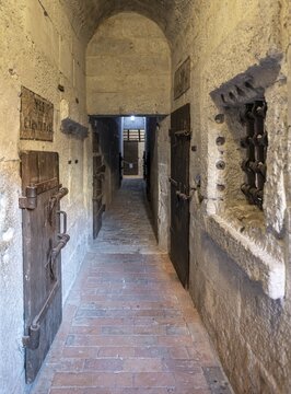 Prison corridor with prison cells, Doge's Palace, Venice, Veneto, Italy