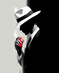 Silhouette of a man in a stylish hat.