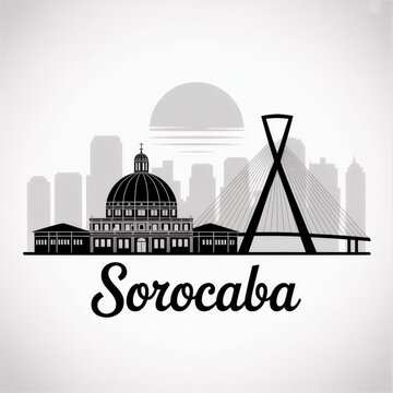 Sorocaba Skyline Silhouette &mdash; A Rapidly Growing Interior Metropolis of S&atilde;o Paulo State Vector Illustration