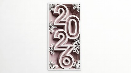 Vertical new year 2026 numbers with snowflake pattern background