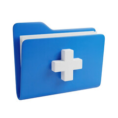 Obraz premium 3d blue folder with plus sign icon isolated on transparent background