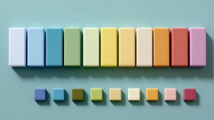 Pastel color blocks arranged in gradient order for creative design