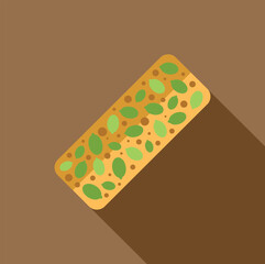 Traditional turkish delight with pistachio and sesame paste, featuring a long shadow on a brown background