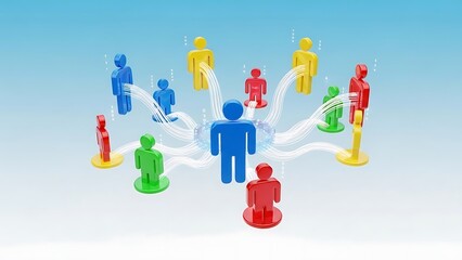 Centralized network hub connecting diverse user groups through digital data streams illustrating global communication and social media connectivity concepts