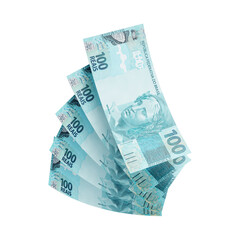 3D Asset &ndash; Brazilian 100 Real Banknotes with Isolated Background