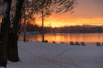 Zimowy poranek w Goczałkowice zdr&oacute;j na śląsku. 