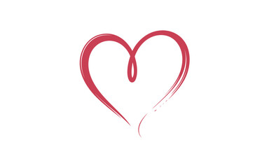 Simple calligraphic red heart shape illustration on a clean white background