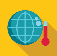 Globe with thermometer measuring increasing temperature, symbolizing global warming and climate change