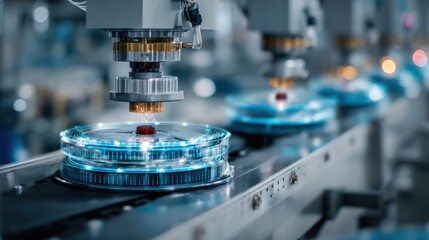 Medium shot focusing on advanced sensors installed on manufacturing equipment collecting data for machine health assessment and predictive upkeep.