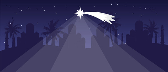 Bright Star of Bethlehem in the Night Sky Nativity Background