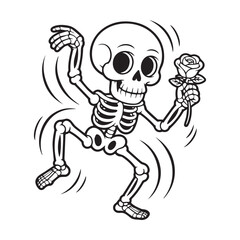 Dancing Skeleton with Rose