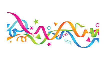 Festive Streamers of Joy: A vibrant arrangement of colorful streamers and confetti swirls, perfect for celebrating moments of happiness and excitement.