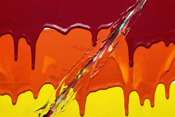 Red Abstract Brush Stroke Art