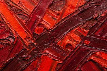 Red Abstract Brush Stroke Art