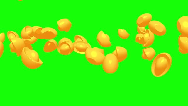 Chinese gold ingot yuan bao. Wealth, prosperity, fortune lucky success. Traditional Chinese New Year culture. 3d render animation available in FullHD and 4K video