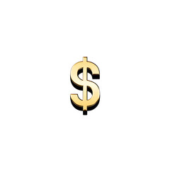 Obraz premium Gold dollar sign symbol isolated on transparent background, representing wealth, finance, investment, and economic success, with shiny metallic appearance and modern style