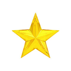 Obraz premium Golden star shiny five pointed shape symbol of achievement reward success isolated on transparent background decorative bright cheerful celebration