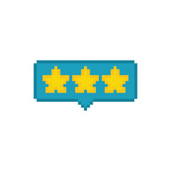 Obraz premium pixel art chat stars speach bulbble rate feedback 8 bit vector icon for computer game logo