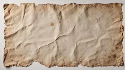 Aged and crumpled paper texture with stained edges, perfect for vintage backgrounds and historical document overlays.