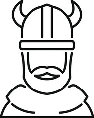 Simple, clean line art icon of a viking warrior wearing a horned helmet, perfect for historical or fantasy projects