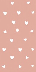 White hearts pattern on pastel pink background
