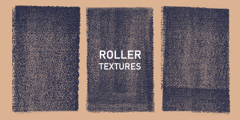 Fototapeta premium Blue linocut stamp textures on acid green background. Handmade ink-roller rough edges with aged distressed effect. Grunge urban street art overlays, lino block printing texture for bold graphic design