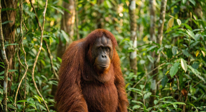 Orangutan in tropical forest