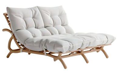 This cut out element shows a double sun lounger for use in outdoor spaces. The design features a comfortable seating area suitable for relaxing outdoors